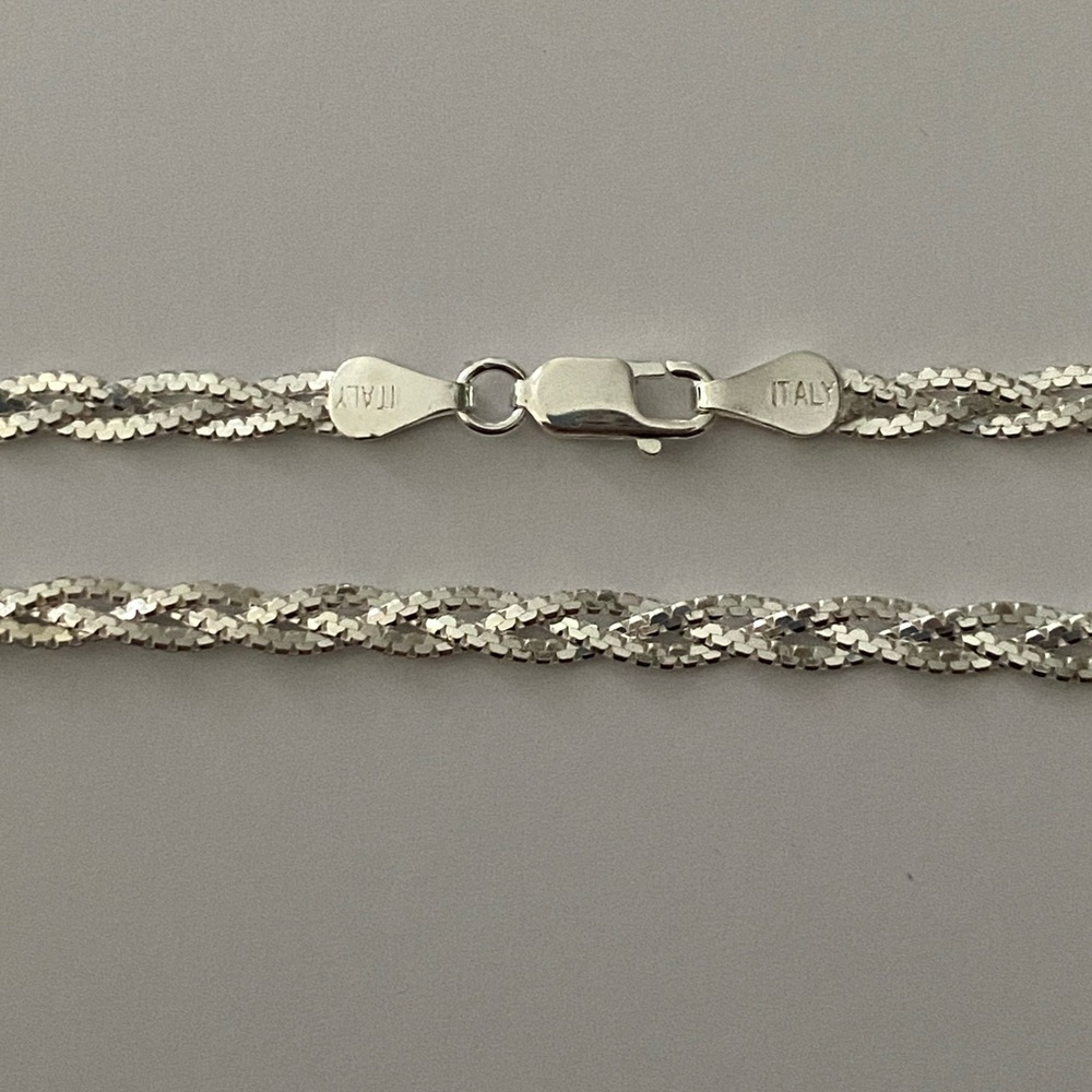 925 silver 4mm wide necklace 18 inches braid braided chain